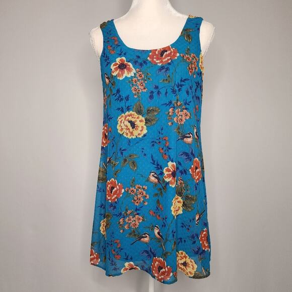 🌻3 for $18 Turquoise Floral Tie Back Dress - Picture 1 of 5